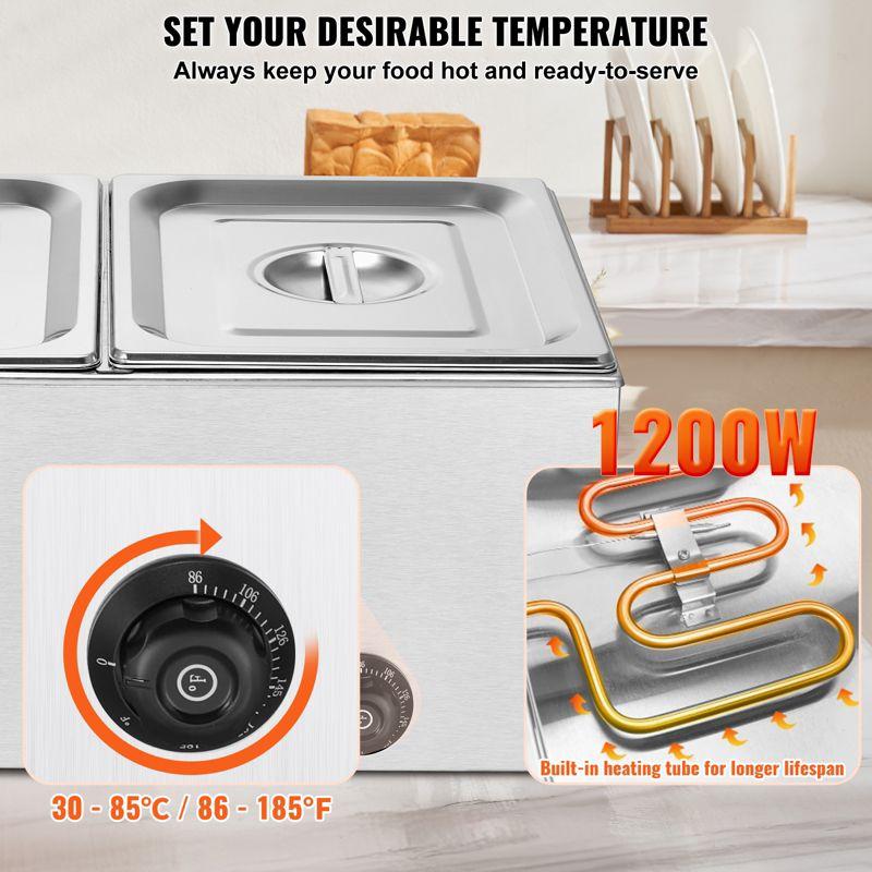 Latitude Run® Commercial Electric Food Warmer 2-Pan Countertop Buffet 18QT Bain Marie