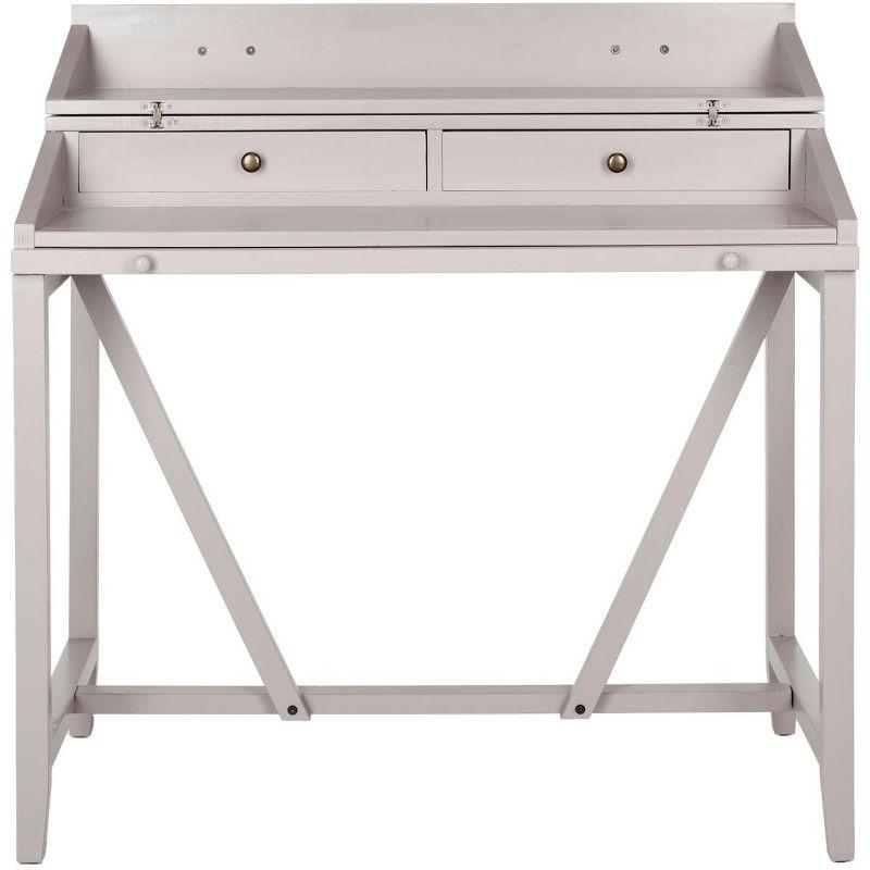 Transitional Wyatt 40" Writing Desk with Hutch and Drawers in Quartz Grey