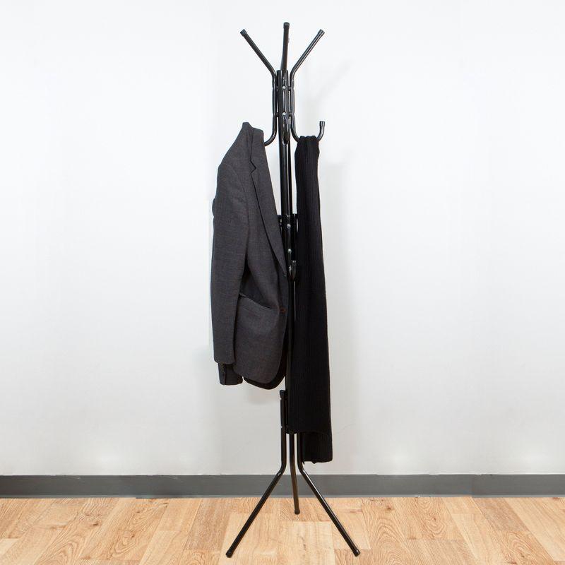 Black Metal 11-Hook Freestanding Coat Rack