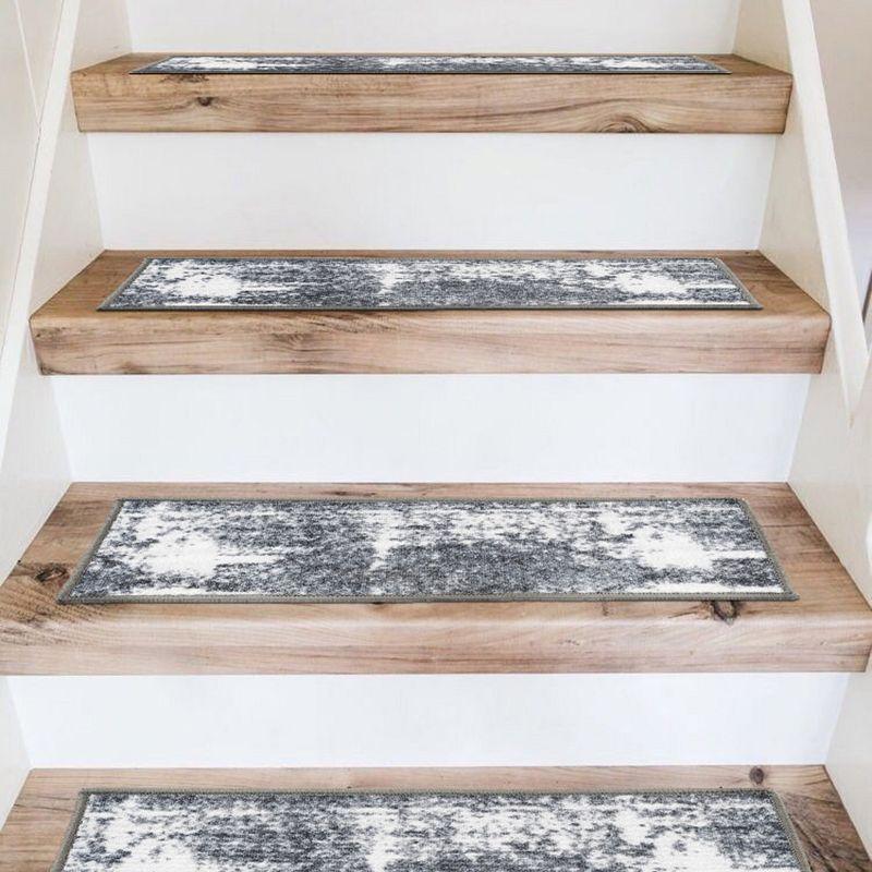 World Rug Gallery Distressed Contemporary Bohemian Non-Slip Stair Treads