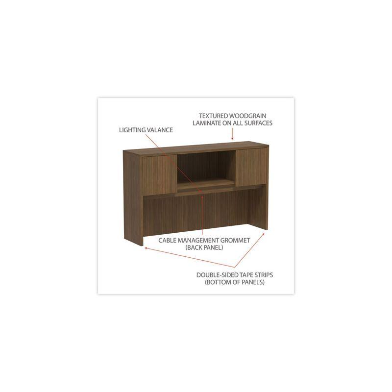 Modern Walnut Woodgrain Laminate Hutch with Doors and Compartments