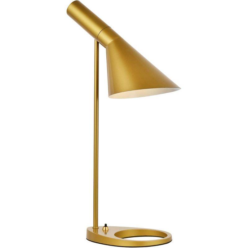 Juniper Brass Adjustable Iron Table Lamp with Cone Shade