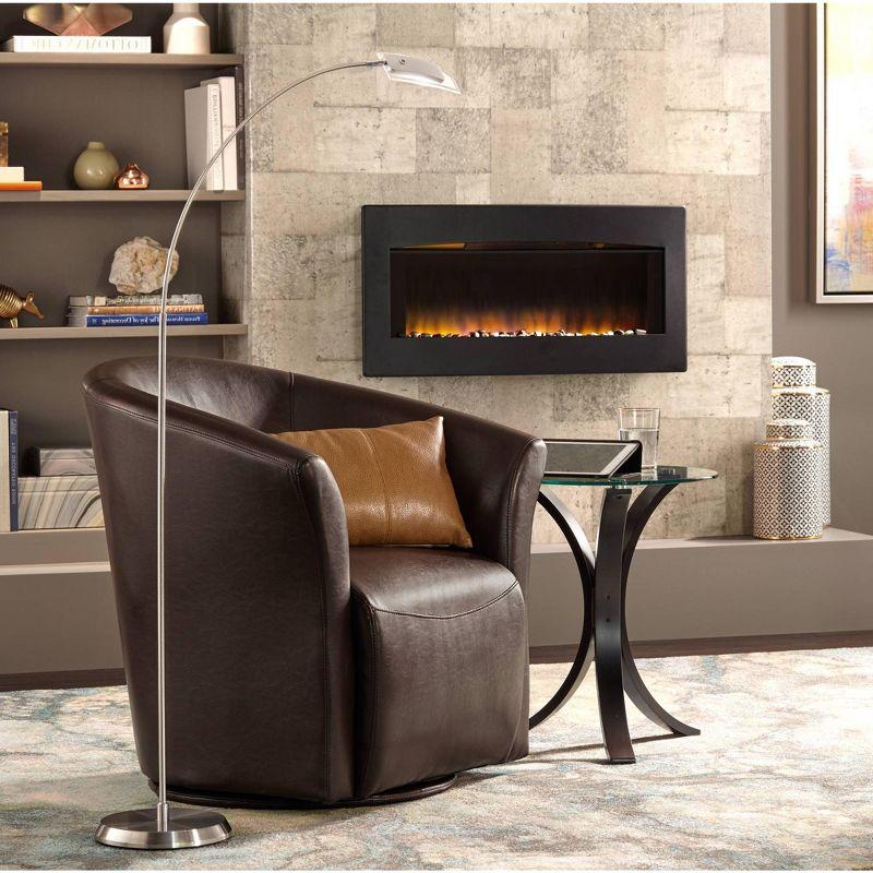 Studio 55D Niles Modern Wood Round Accent Table 17 3/4" Wide Dark Brown Clear Tempered Glass Tabletop for Living Room Bedroom Bedside Entryway Office