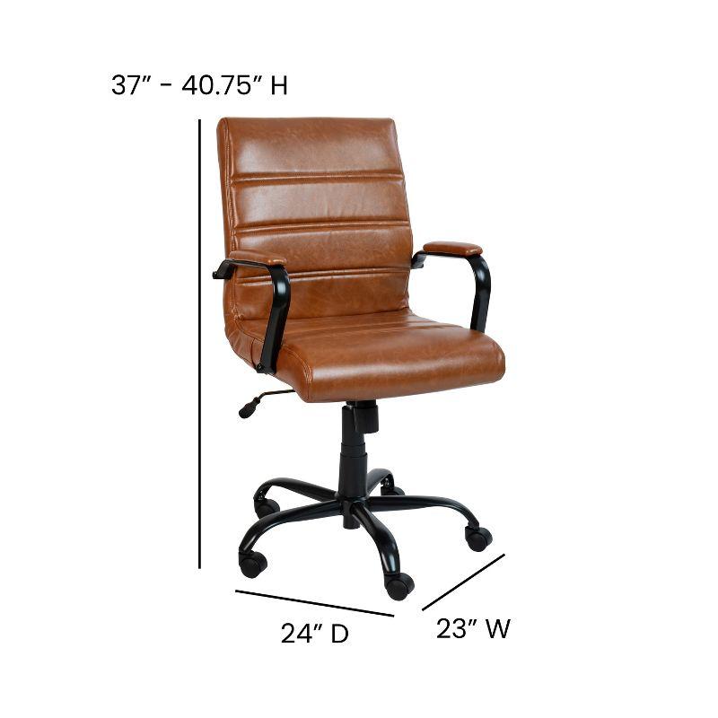 Milano Brown Faux Leather Mid-Back Office Chair with Black Frame