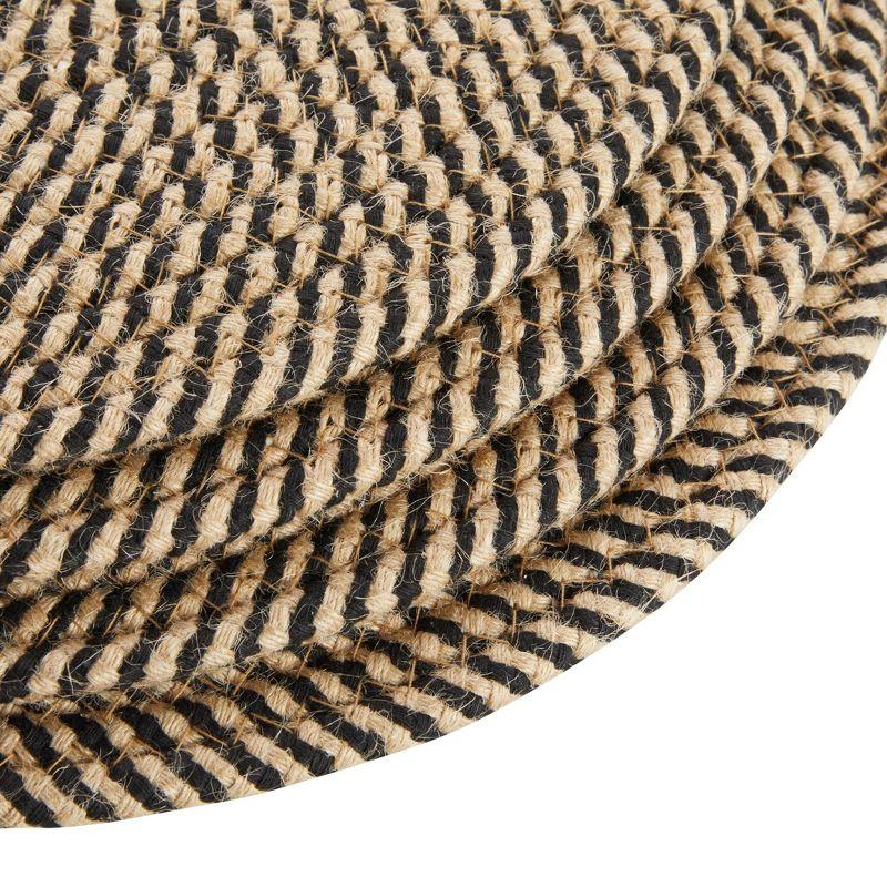 Farmlyn Creek Set of 4 Round Jute Placemats for Table, Woven Charger Mats for Plates (Blue and Tan Pattern, 13 in)