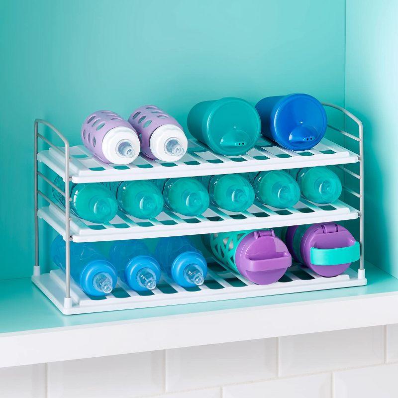 YouCopia UpSpace 3 Shelf Wide Bottle Organizer: Freestanding Water Bottle Storage with Non-Slip Grip, Clear