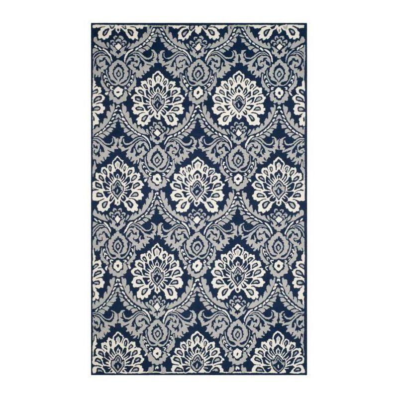 Blossom BLM106 Hand Tufted Indoor Area Rug - Navy/Ivory - 5'x8' - Safavieh