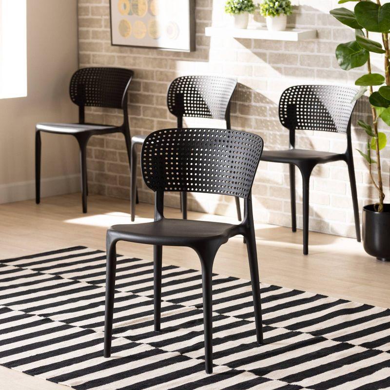 Rae Black Plastic Stackable Dining Chair Set