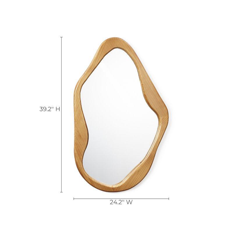 LuxenHome Natural Pine Wood Frame Irregular Asymmetrical Wall Mirror Brown