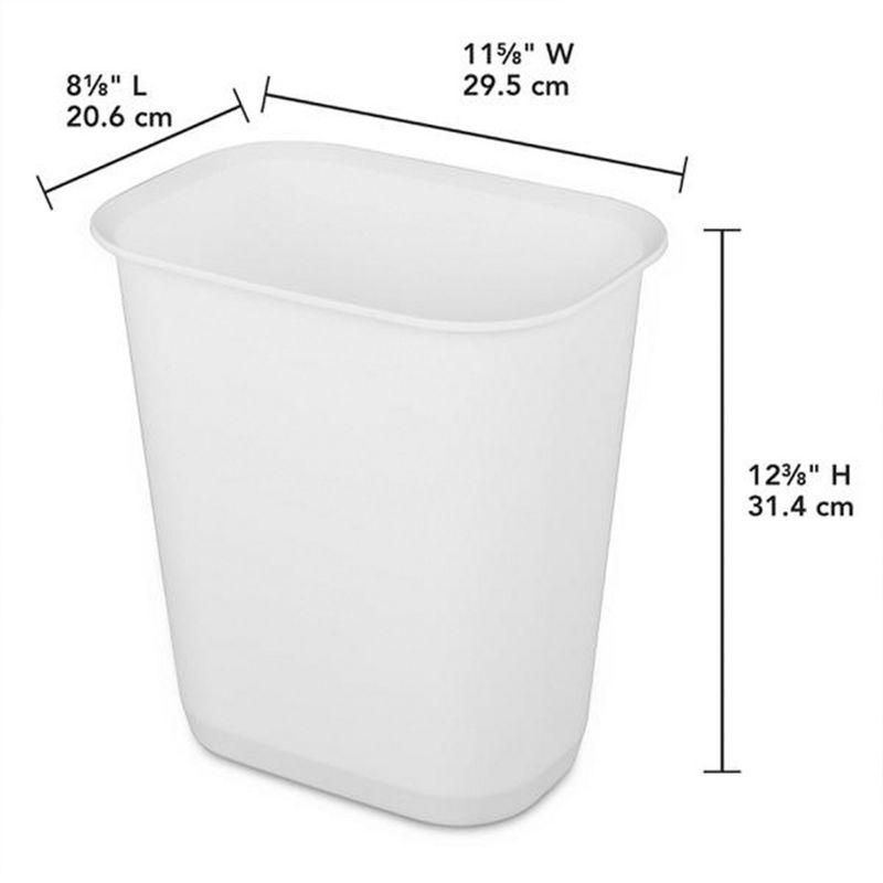 Sterilite 3 Gallon Rectangular Wastebasket with Sloped Rim and Textured Surface for Laundry Area, Bedroom, Office, Kitchen, and Home Use