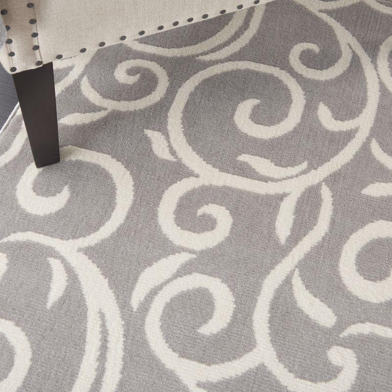 Nourison Grafix 6' x 9' Grey Area Rug Bohemian Contemporary Botanical by Nourison