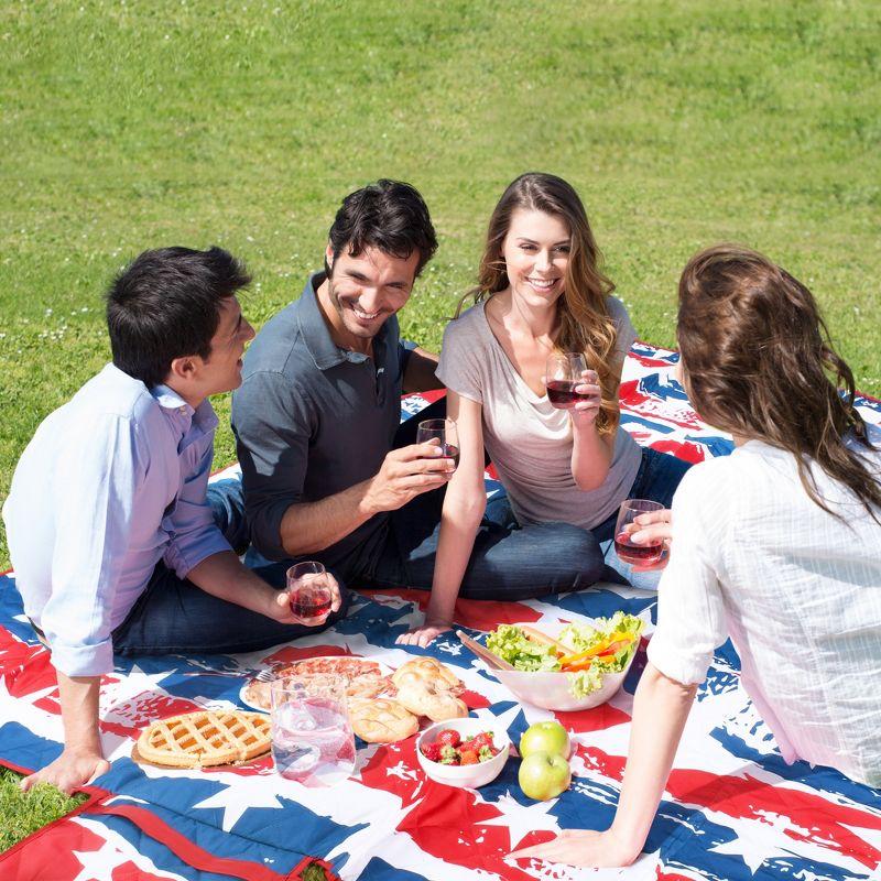 Tirrinia Picnic Blanket Extra Large Waterproof Lightweight Portable Outdoor Mat for Family Camping, Travel, Park, Beach, Hiking, Stadium, Concerts ( Striped Print, 70''X80'') - Machine Washable