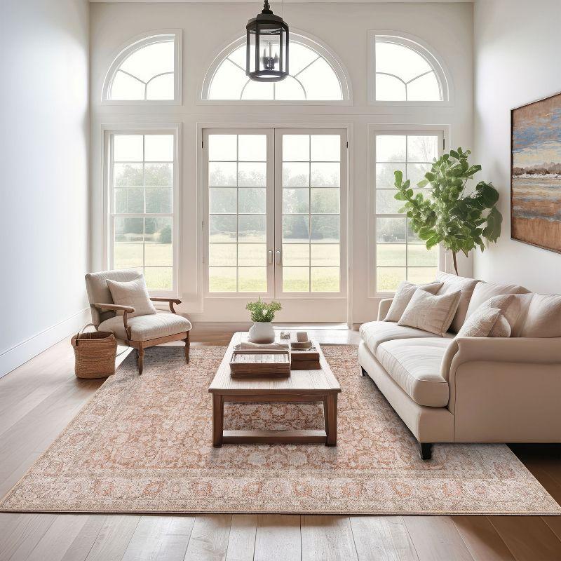 Nuloom Hillstone Collection Glenette Traditional Vintage Medallion Area Rug, 4' x 6', Ivory