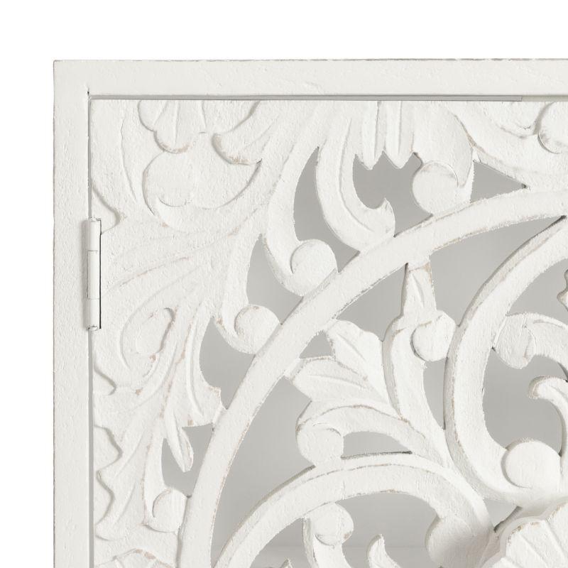 Kate & Laurel All Things Decor 20" Saanvi Traditional Carved Wood Wall Cabinet White: Artisan-Made, No Assembly, Includes Mounting Hardware