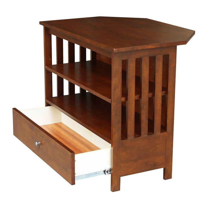 International Concepts Mission Corner TV Stand for TVs up to 38" Brown: Hardwood Frame, Metal Hardware, Storage Drawer