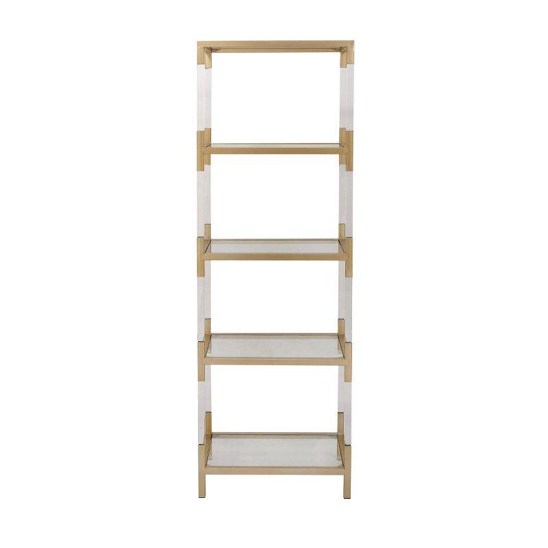 69" Metal and Acrylic Bookcase Gold - Olivia & May: No Assembly, 5 Fixed Shelves