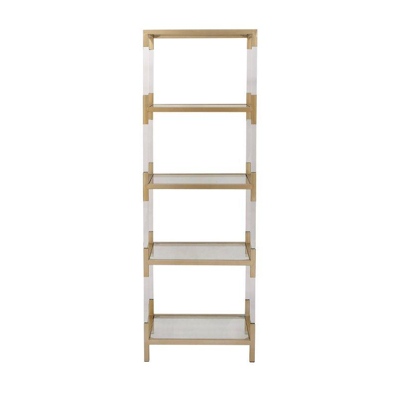 Gold and Clear Glass 5-Tier Shelving Unit with Acrylic Legs