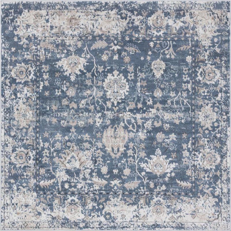 Unique Loom Portland Collection Area Rug - Central (6' 1" Square Blue/Beige)