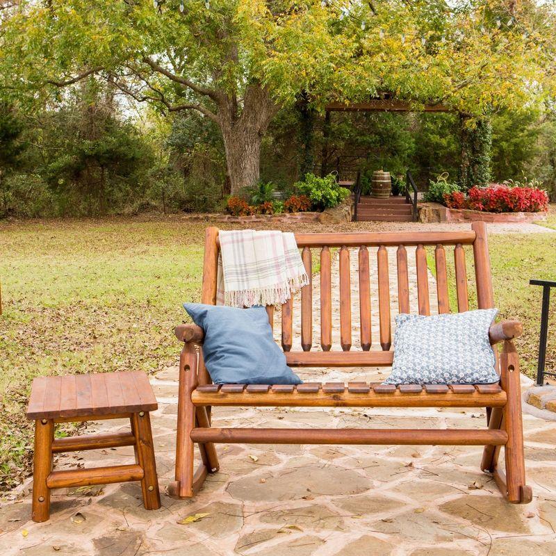 Amber Log Handcrafted Acacia Wood Rectangular End Table