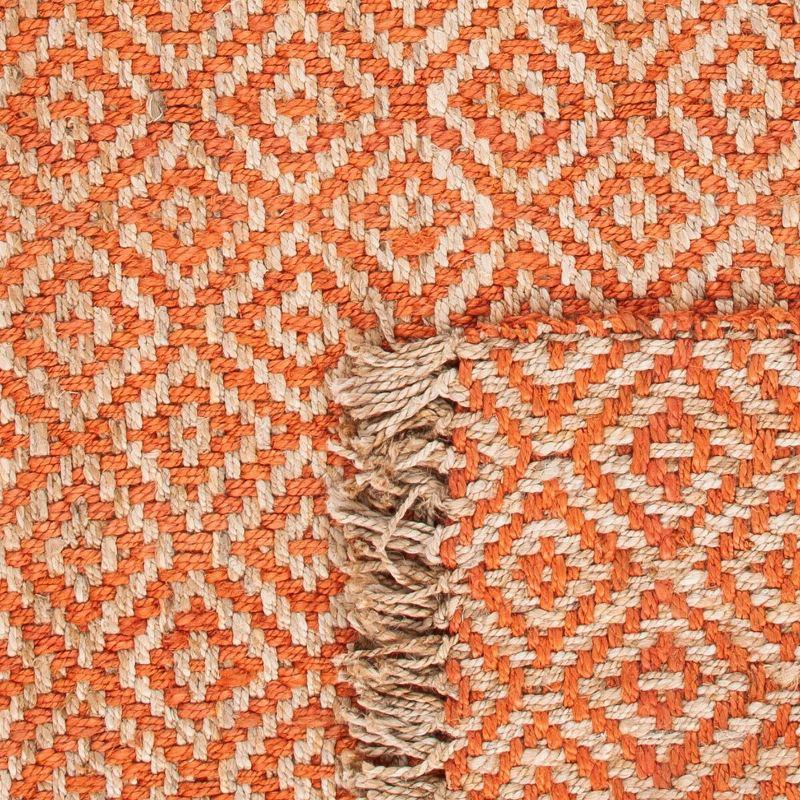 Handmade Orange and Natural Jute Area Rug 4' x 6'