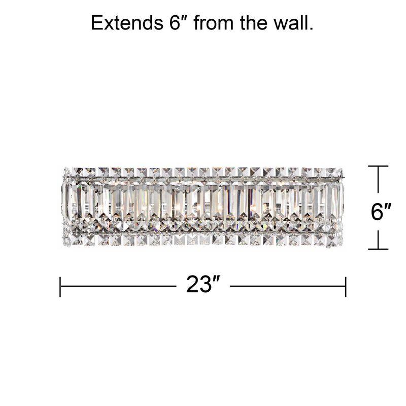 Possini Euro Design Crystal Columns Modern Wall Light Chrome 23" Light Bar Fixture for Bedroom Bathroom Vanity Reading Living Room Hallway House Home