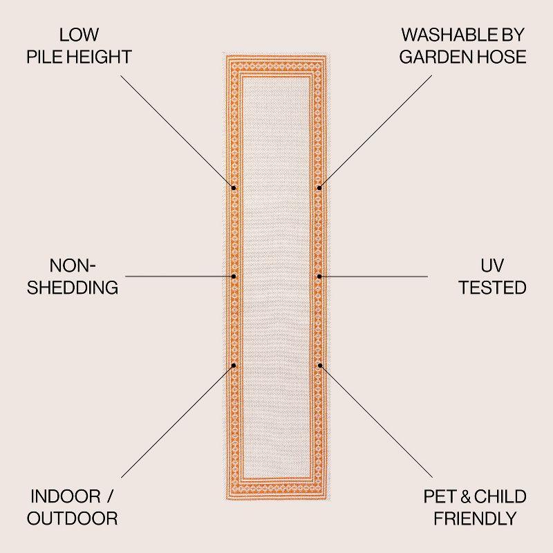 2' x 8' Lucia Classic Diamond Border Indoor/Outdoor Runner Rug, Cream/Orange - JONATHAN Y