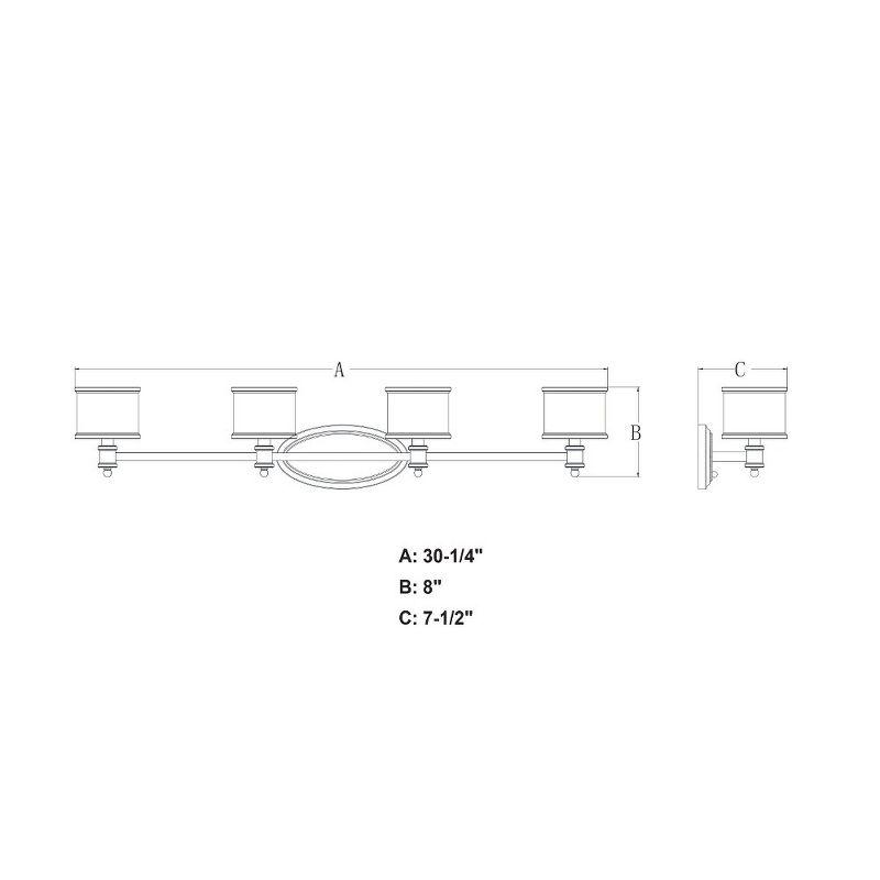 Carlisle Chrome 4-Light Vanity with Frosted Opal Glass