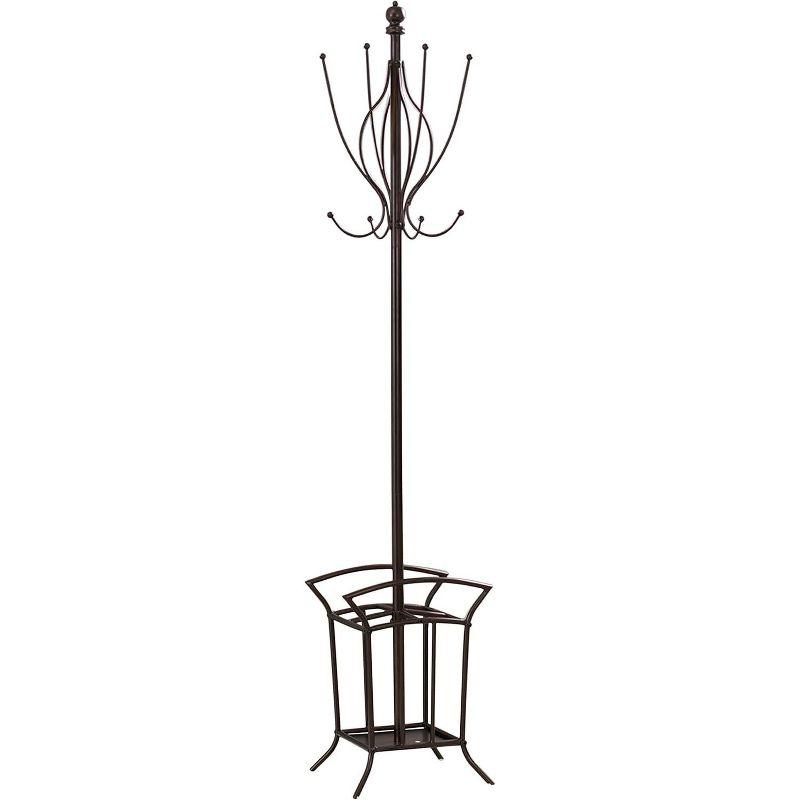 Kings Brand Bronze Finish Metal Coat Rack & Hat Stand With Umbrella Holder