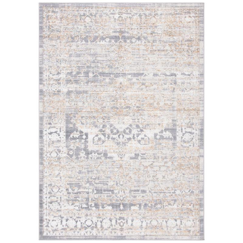 Abstract Gray and Gold 4'5" x 6'5" Synthetic Area Rug