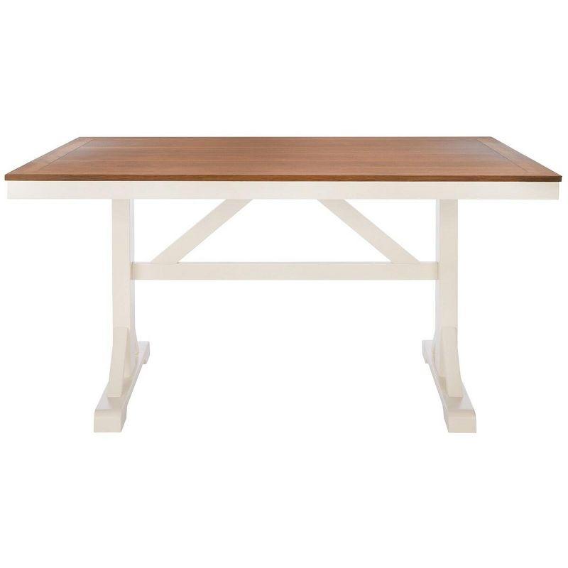 Contemporary Akash 62" White and Natural Wood Dining Table