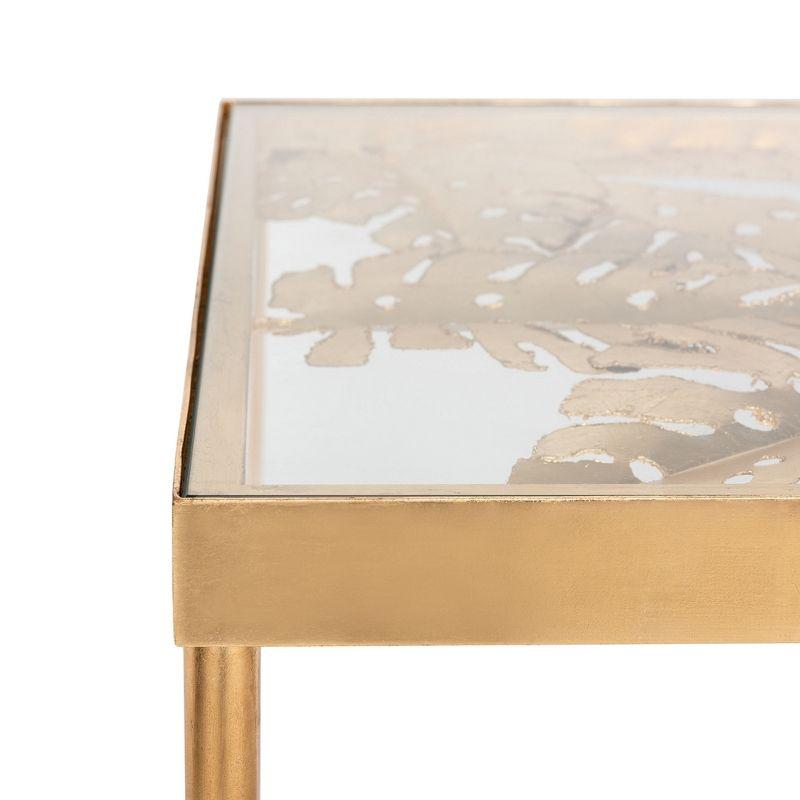 47'' Luxurious Gold Leaf Palm Leaf Glass Home Office Desk