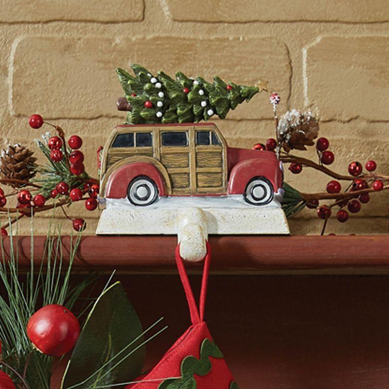 Vintage Red Woody Wagon Christmas Stocking Hanger