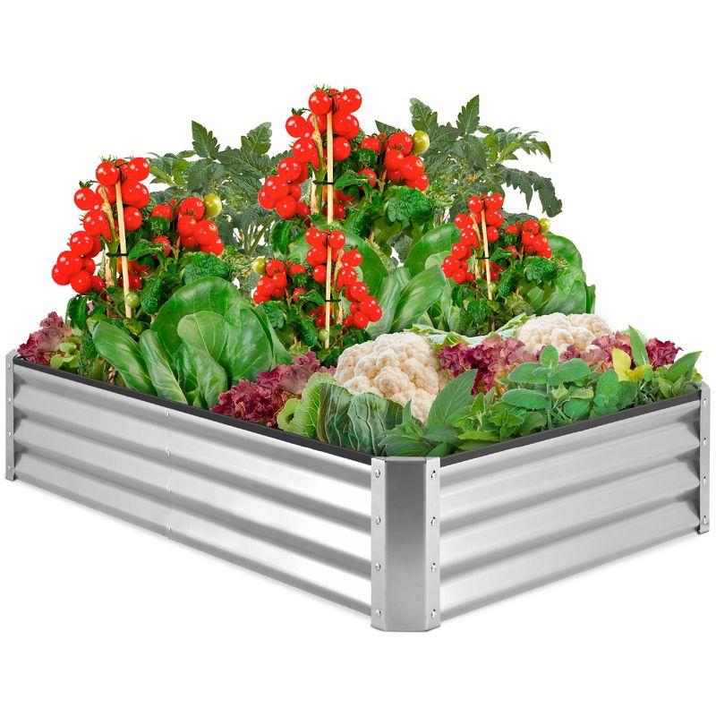 Silver Outdoor Steel Raised Garden Bed Planter Box