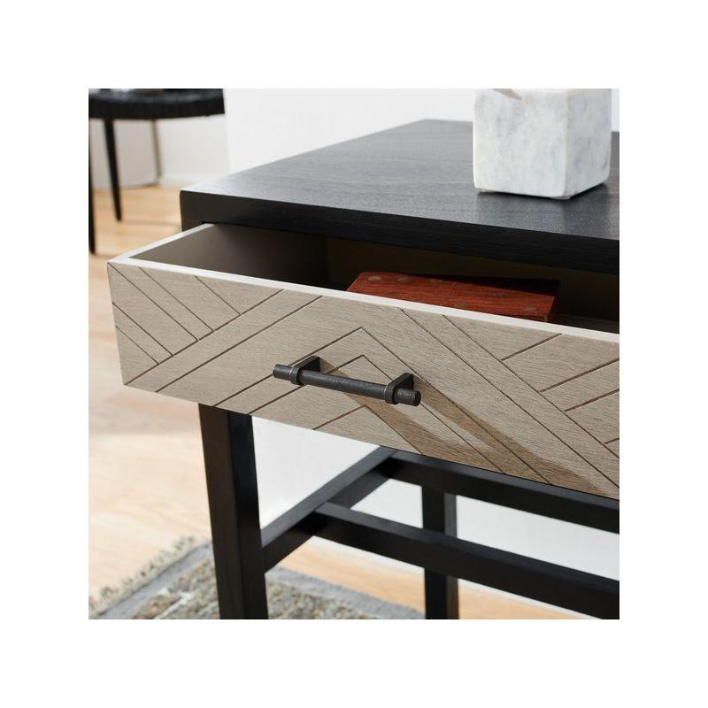 Ajana Black and Greige Wood Metal Accent Table with Storage