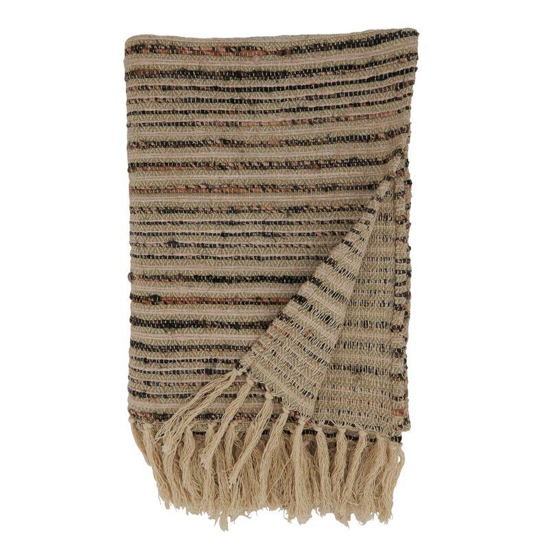 Saro Lifestyle Striped Throw, 50x60 inches, Beige