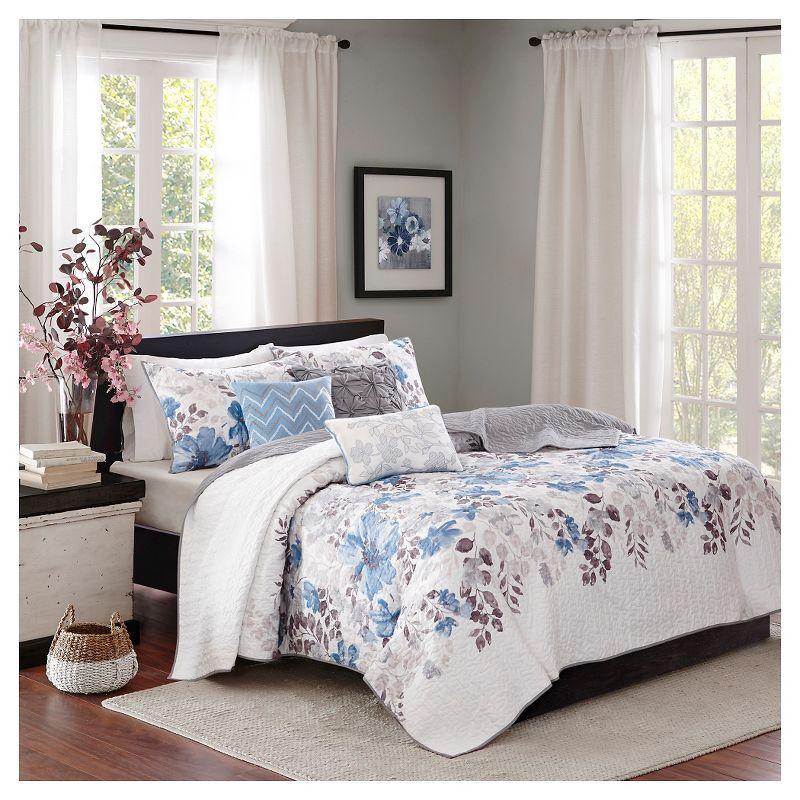 Floral 6 Piece Quilt Set with Throw Pillows