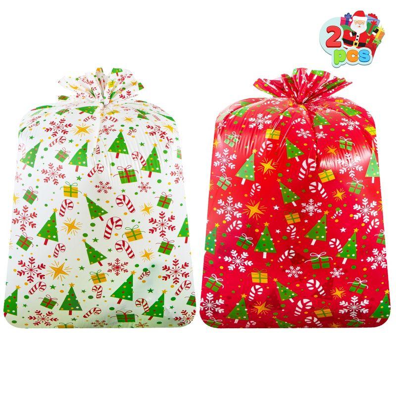 JOYFY 2 PCS Jumbo Christmas Bike Bags with Gift Tags - 72” x 60” Bags for Xmas Gift - Red + White