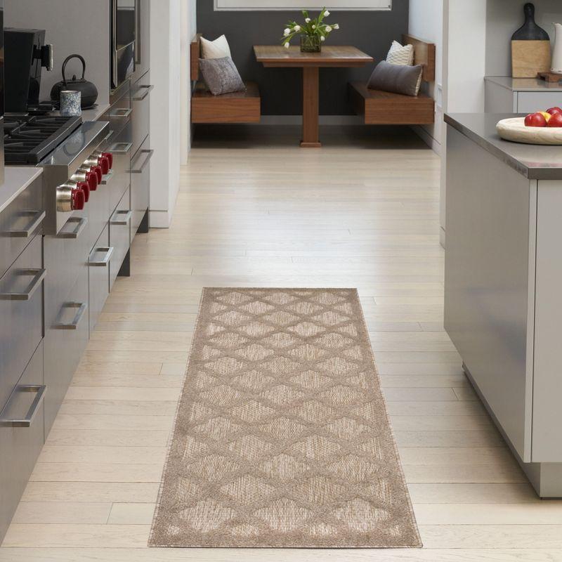 Nourison Trellis Outdoor Runner Rug Natural Beige 2' x 6'