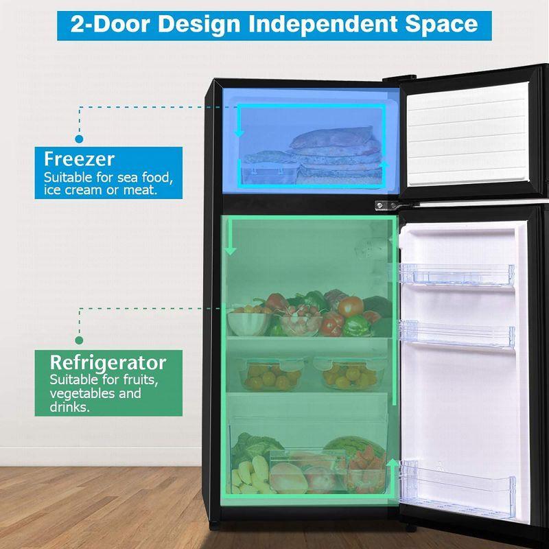 Costway 2 Doors 3.4 cu ft. Unit Compact Mini Refrigerator Freezer Cooler