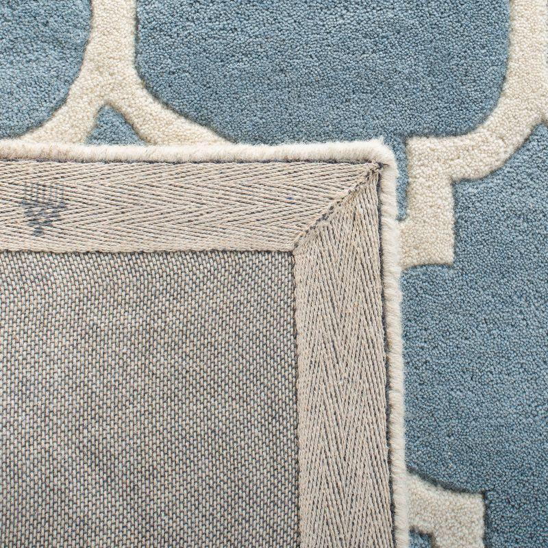 Ivory Blue Elegance Hand-Tufted Wool Area Rug - 27"x11"