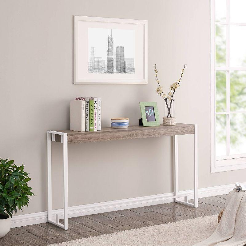 Mocha Gray & Fresh White Industrial Console Table with Storage