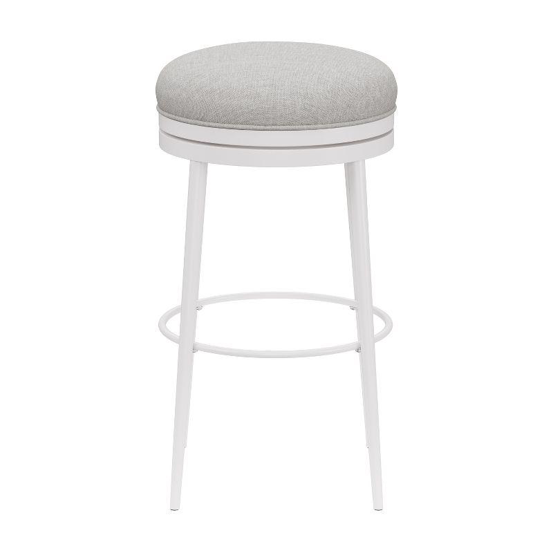 Aubrie Backless 26" Swivel Counter Height Barstool Off White/Silver - Hillsdale Furniture: Round Upholstered Metal Frame