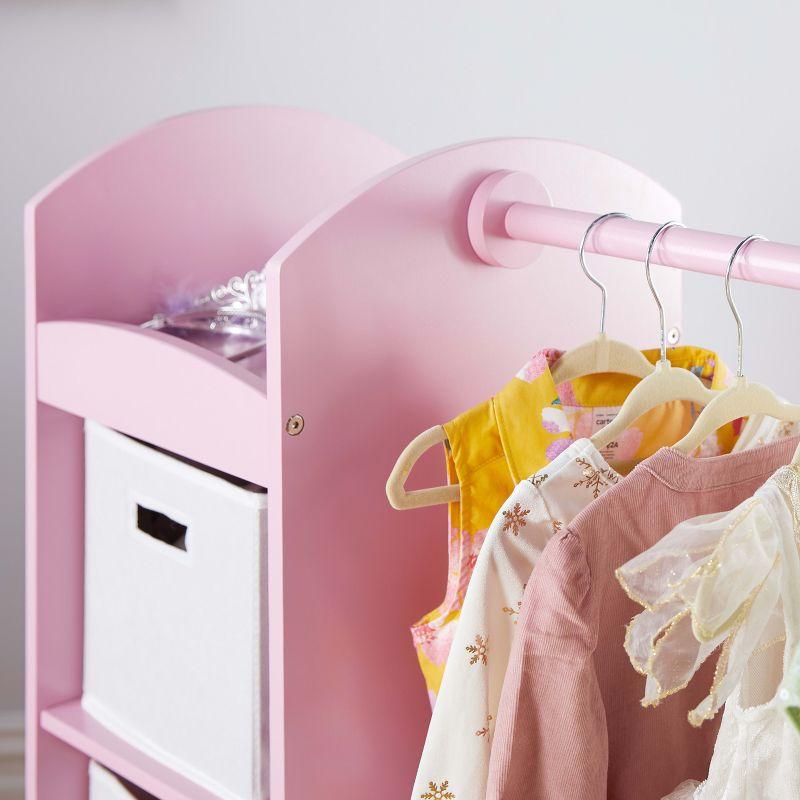 Guidecraft See and Store Dress Up Center - Pink: Kids' Pretend Play Clothes and Costume Armoire with Clothing Rack Storage and Mirror