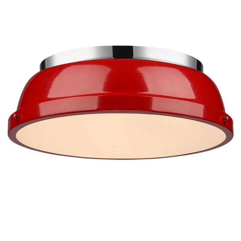 14" Transitional Chrome Indoor Flush Mount with Red Shade