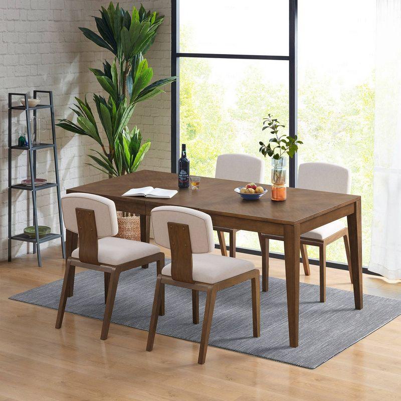 Ink+Ivy Set of 2 Lemmy Armless Upholstered Dining Chairs Tan: Contemporary Style, Polyester, Wood Legs