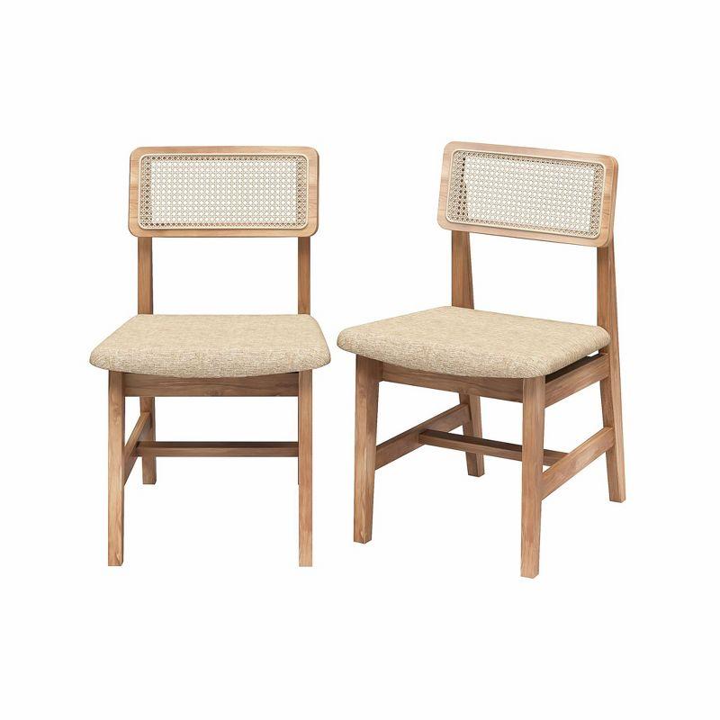 DHP Eleni Cane Dining Chairs, Set of 2, Cream/Seadrift