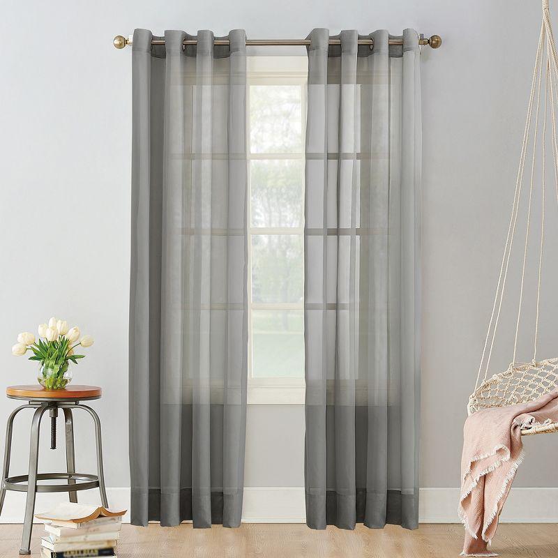 84"x59" Emily Sheer Voile Grommet Top Curtain Panel Dark Gray - No. 918: Sheer Curtain Panels, Indoor Use