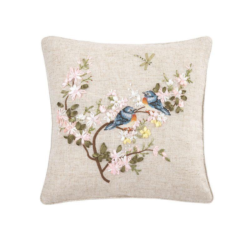 C&F Home Bluebird Hand Crafted Ribbon Easter Spring Art Pillow