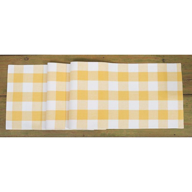 Sunrise Yellow and White Cotton Checkered Table Runner