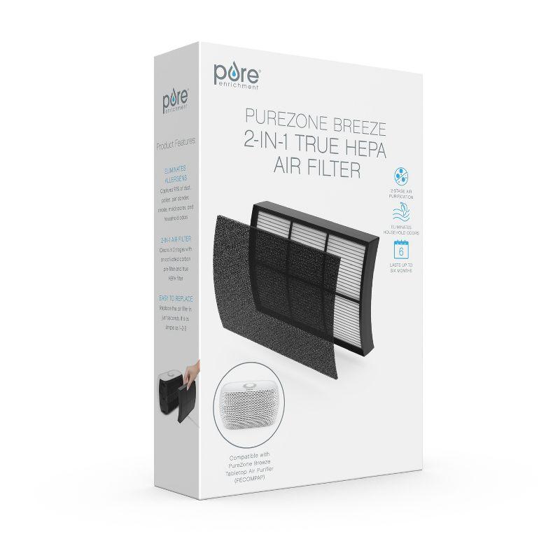 Pure Enrichment Pure Zone 2-in-1 True HEPA Air Filter: Captures Dust, Smoke, Pet Dander, Mold, Odors, Pollen, 5.75" Height